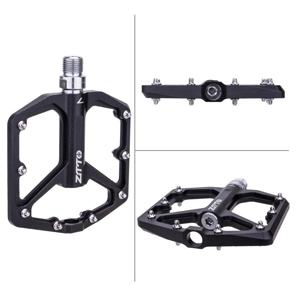 ZTTO JT07 1 Pair Bicycle Flat Pedal Steel Axis 32 Spikes Bike Pedals Cycling Replace Part - Black - 4