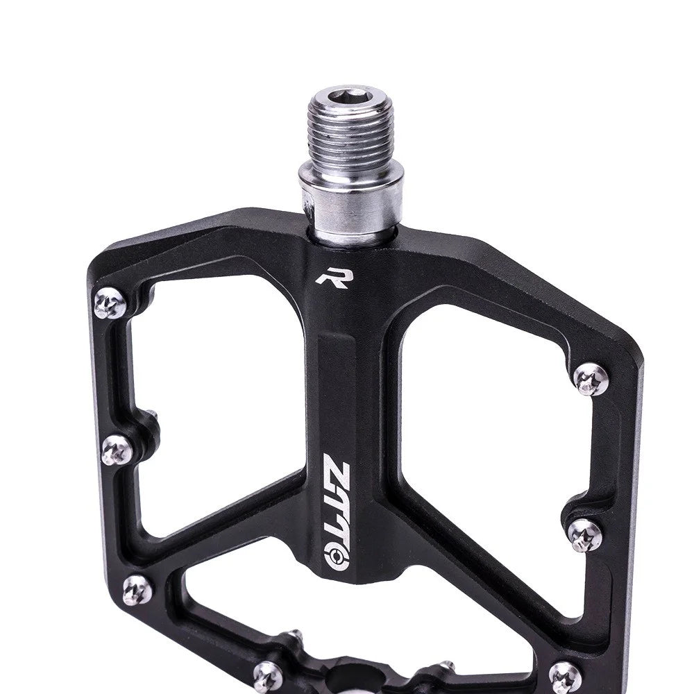 ZTTO JT07 1 Pair Bicycle Flat Pedal Steel Axis 32 Spikes Bike Pedals Cycling Replace Part - Black - 6