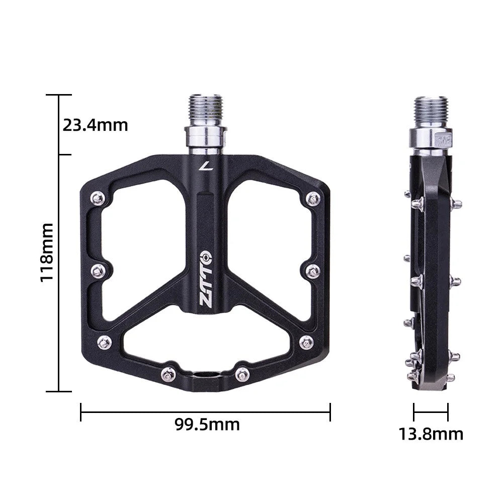 ZTTO JT07 1 Pair Bicycle Flat Pedal Steel Axis 32 Spikes Bike Pedals Cycling Replace Part - Black - 7