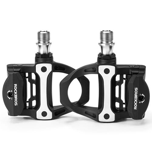 ROCKBROS P601S Road Bike Self-Locking Pedals Carbon Fiber Bearing SPD Titanium Axle Cycling Pedals - 1
