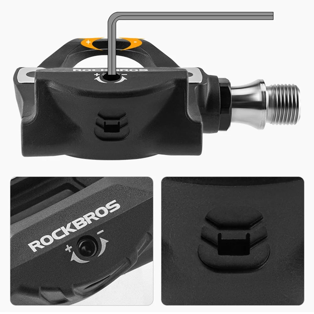 ROCKBROS P601S Road Bike Self-Locking Pedals Carbon Fiber Bearing SPD Titanium Axle Cycling Pedals - 3