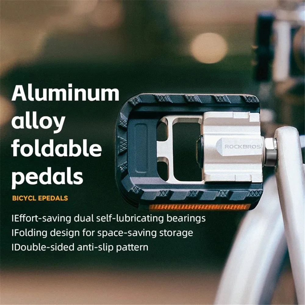 ROCKBROS K502F Lightweight Folding Bike Pedals Quick Release MTB Aluminum Alloy Bicycle Pedals - 6