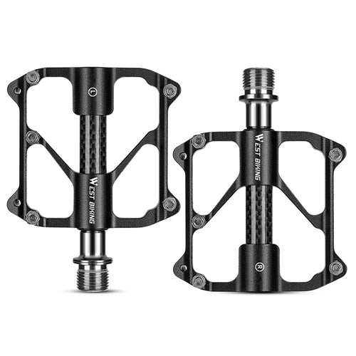WEST BIKING YP0802114 1 Pair Bicycle Anti-slip Widen Pedals Aluminum Alloy Bike Cycling Pedals - Black - 1