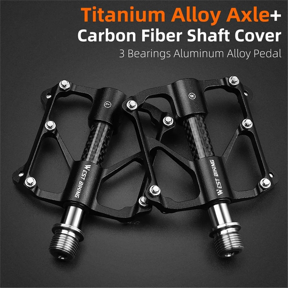 WEST BIKING YP0802114 1 Pair Bicycle Anti-slip Widen Pedals Aluminum Alloy Bike Cycling Pedals - Black - 3