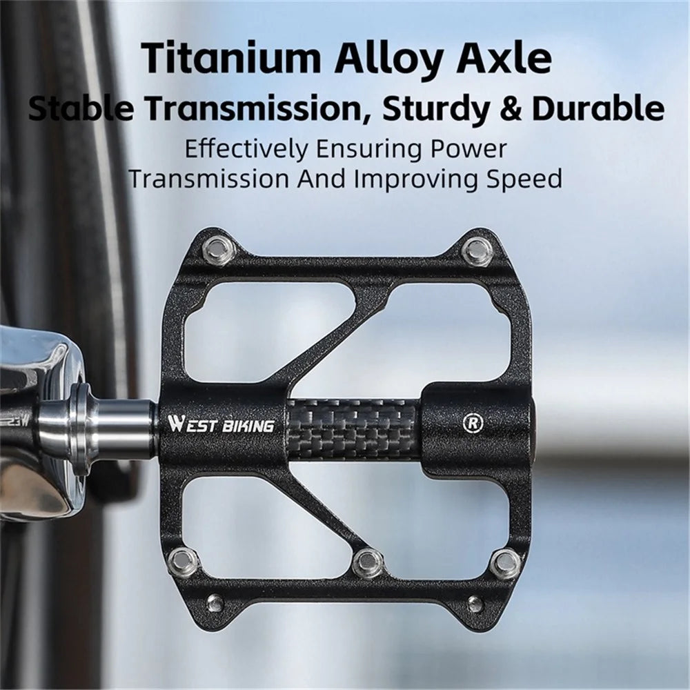 WEST BIKING YP0802114 1 Pair Bicycle Anti-slip Widen Pedals Aluminum Alloy Bike Cycling Pedals - Black - 4