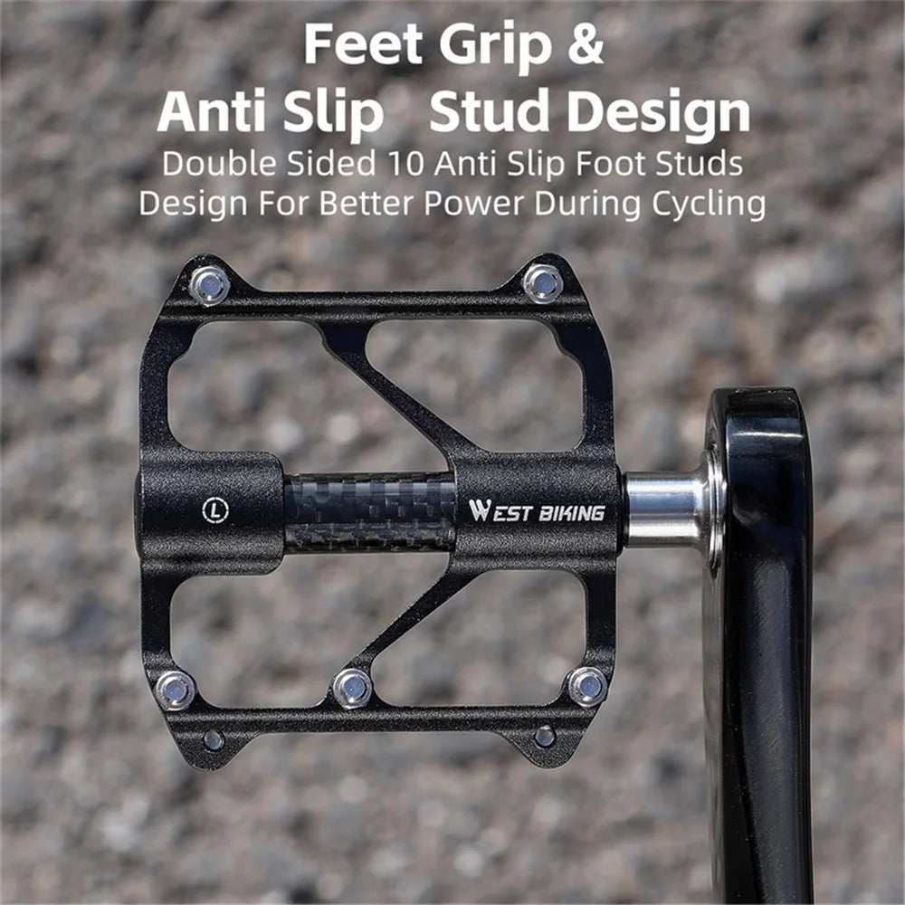 WEST BIKING YP0802114 1 Pair Bicycle Anti-slip Widen Pedals Aluminum Alloy Bike Cycling Pedals - Black - 5