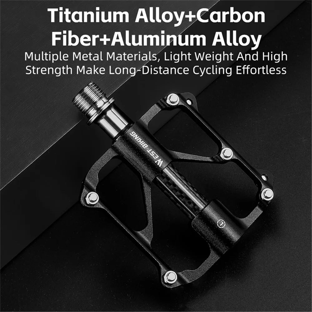 WEST BIKING YP0802114 1 Pair Bicycle Anti-slip Widen Pedals Aluminum Alloy Bike Cycling Pedals - Black - 7