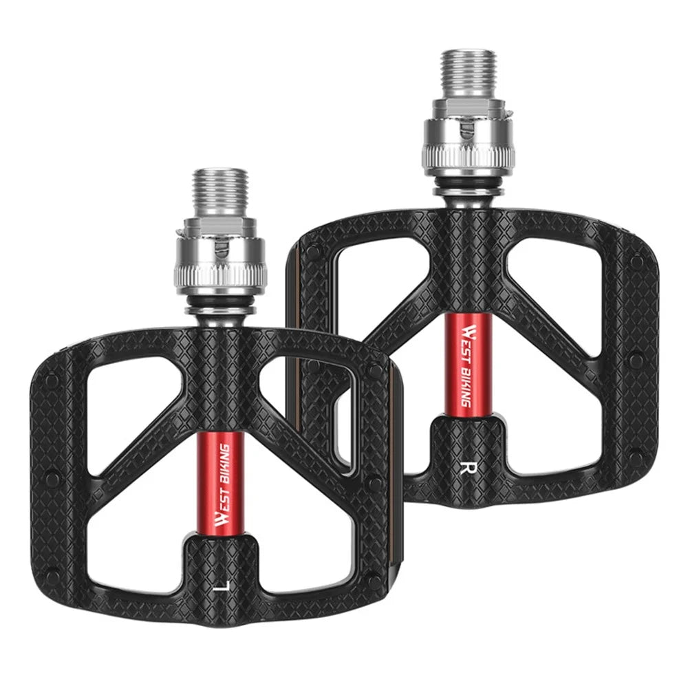WEST BIKING YP0802117 Aluminum Alloy Quick Release 3 Bearing Pedal with Reflective Stickers - 1