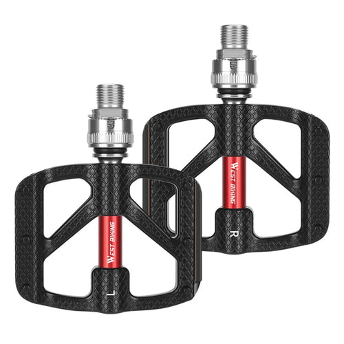 WEST BIKING YP0802117 Aluminum Alloy Quick Release 3 Bearing Pedal with Reflective Stickers - 1