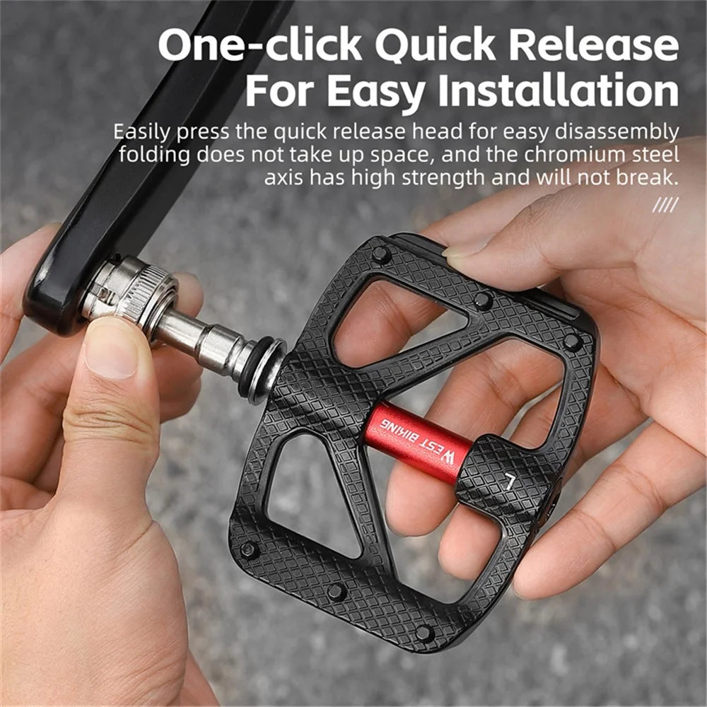 WEST BIKING YP0802117 Aluminum Alloy Quick Release 3 Bearing Pedal with Reflective Stickers - 3
