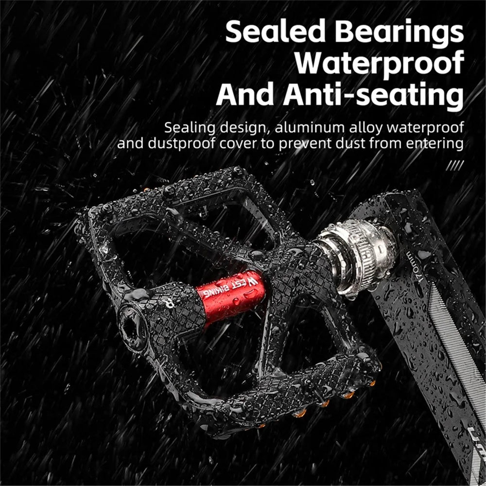 WEST BIKING YP0802117 Aluminum Alloy Quick Release 3 Bearing Pedal with Reflective Stickers - 4
