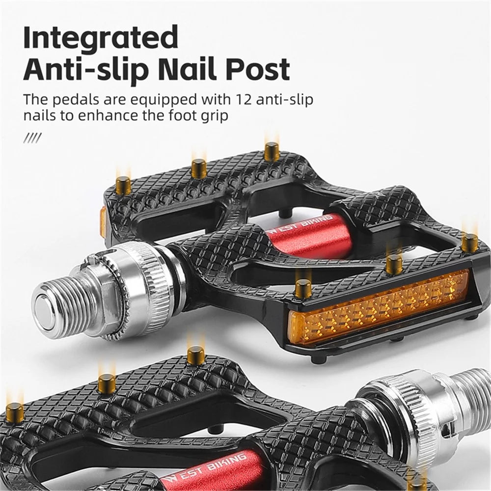 WEST BIKING YP0802117 Aluminum Alloy Quick Release 3 Bearing Pedal with Reflective Stickers - 5