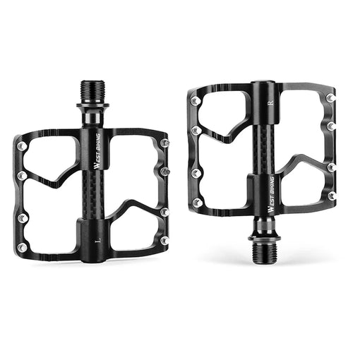 WEST BIKING YP0802098 1 Pair Bicycle Anti-slip Pedals Aluminum Alloy + Carbon Fiber MTB Road Bike Pedals - Black - 1