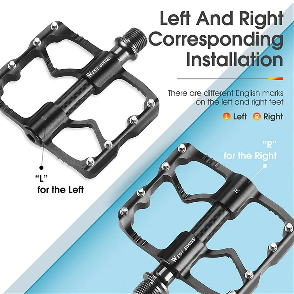 WEST BIKING YP0802098 1 Pair Bicycle Anti-slip Pedals Aluminum Alloy + Carbon Fiber MTB Road Bike Pedals - Black - 5