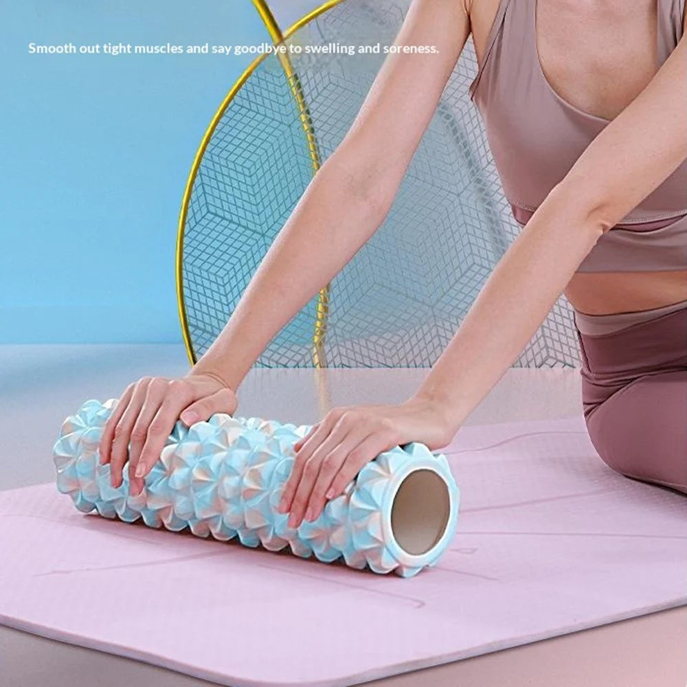 30cm Sports Foam Roller 3D Bionic Floating Point Design EVA Yoga Massage Body Roller for Muscle Relaxation Recovery - Light Pink - 6