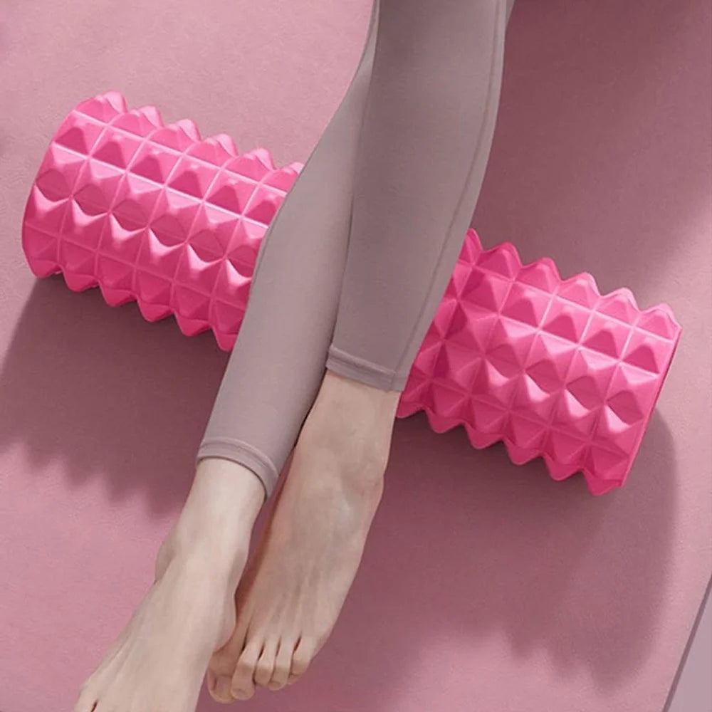 45cm Crescent Design Foam Roller 4D Floating Points EVA Muscle Relaxer Massager Roller for Legs Back Full Body - Rose - 2