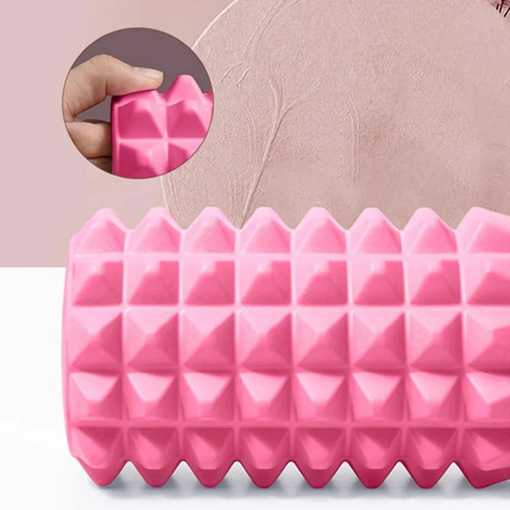 45cm Crescent Design Foam Roller 4D Floating Points EVA Muscle Relaxer Massager Roller for Legs Back Full Body - Rose - 4