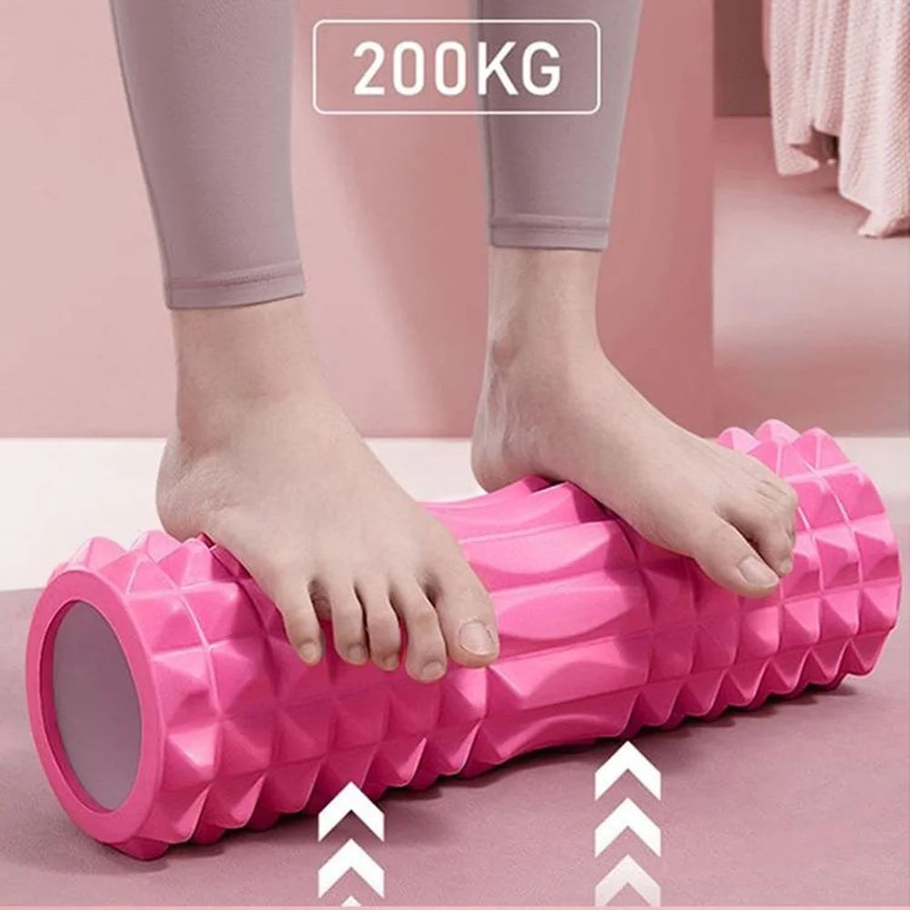 45cm Crescent Design Foam Roller 4D Floating Points EVA Muscle Relaxer Massager Roller for Legs Back Full Body - Rose - 5
