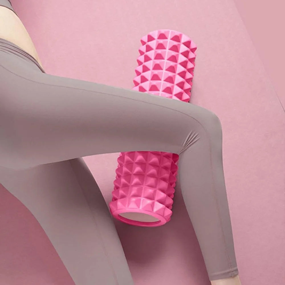 45cm Crescent Design Foam Roller 4D Floating Points EVA Muscle Relaxer Massager Roller for Legs Back Full Body - Rose - 7