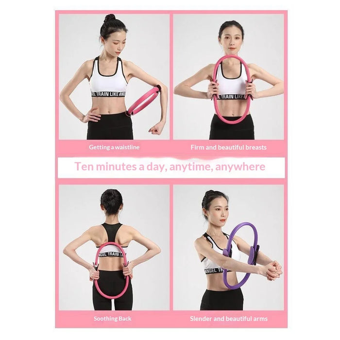 Pilates Equipment Set Yoga Ball Resistance Bands Non-Slip Socks Pump Pilates Kit for Home Fitness - Pink - 3