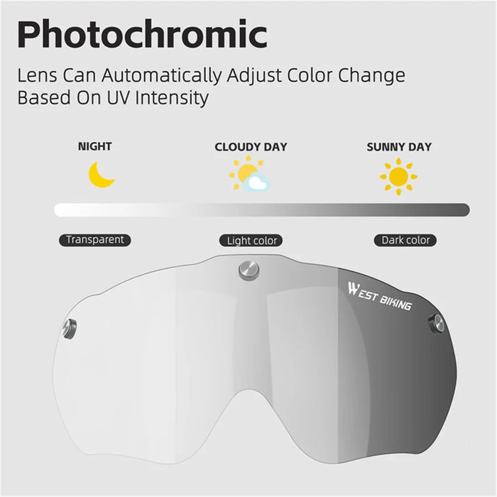 WEST BIKING YP0708120 EPS Foam Cycling Helmet with Magnetic Suction Photochromic Lens - Light Grey - 2
