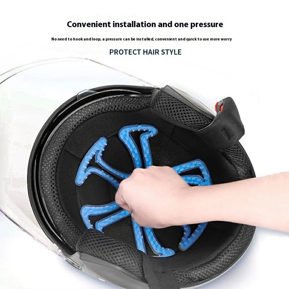 XKGJ Helmet Liner Pad Flexible Silicone Head Protection Cushion for Motorcycle Cycling Helmets - Blue - 4