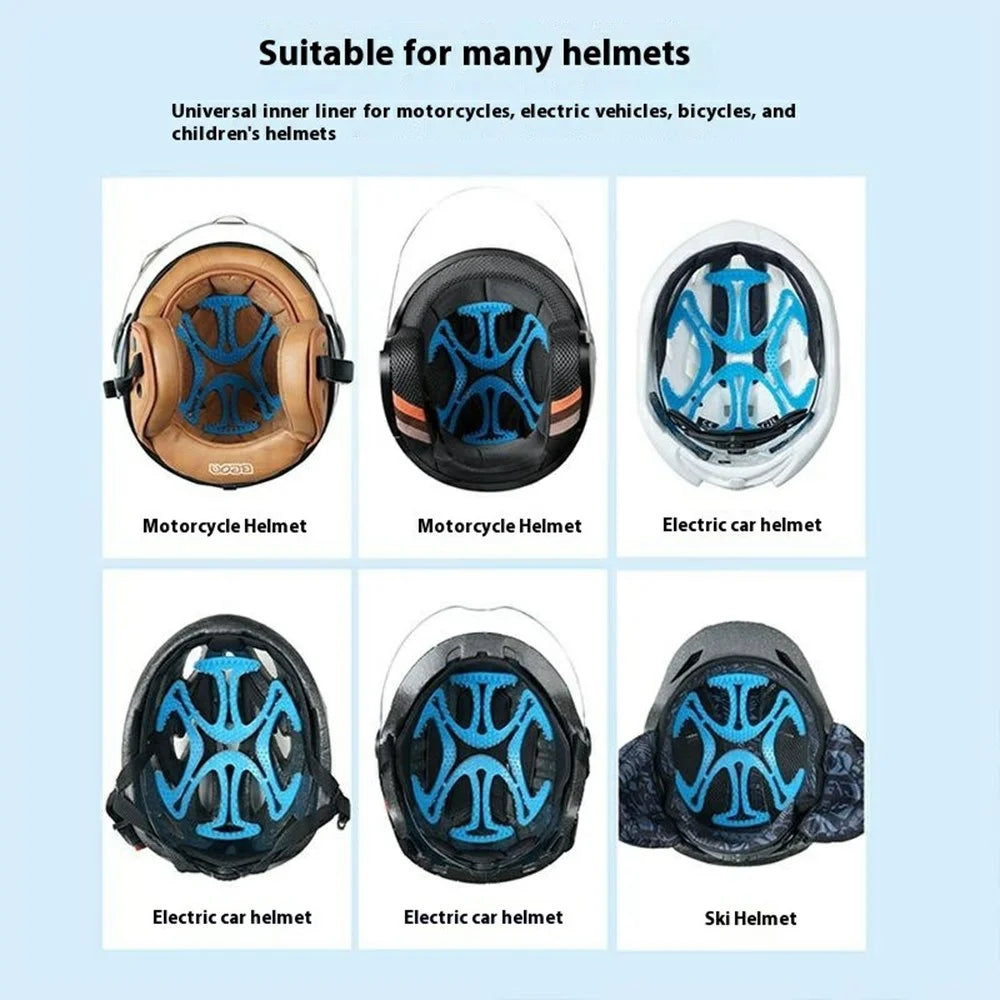 XKGJ Helmet Liner Pad Flexible Silicone Head Protection Cushion for Motorcycle Cycling Helmets - Blue - 5