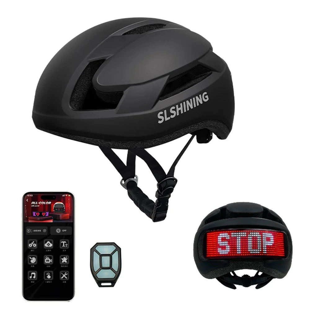Bicycle Helmet with RGB LED Display Screen IPX4 Waterproof Helmet for Bike Riding - Black - 1