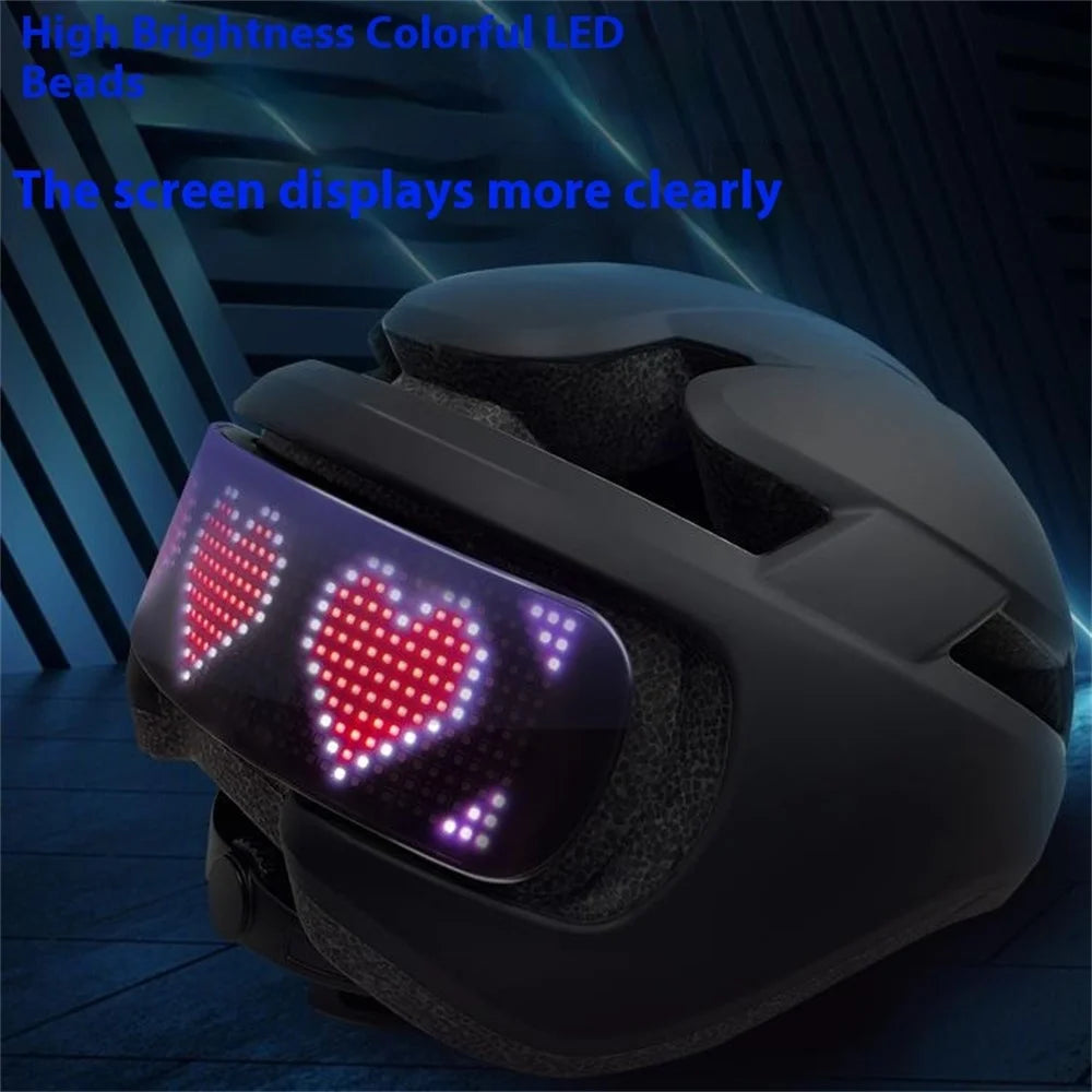 Bicycle Helmet with RGB LED Display Screen IPX4 Waterproof Helmet for Bike Riding - Black - 5