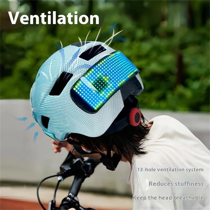 Children LED Display Helmet Lightweight Breathable Helmet for Roller Skating / Balance Bike / Cycling - Blue - 2