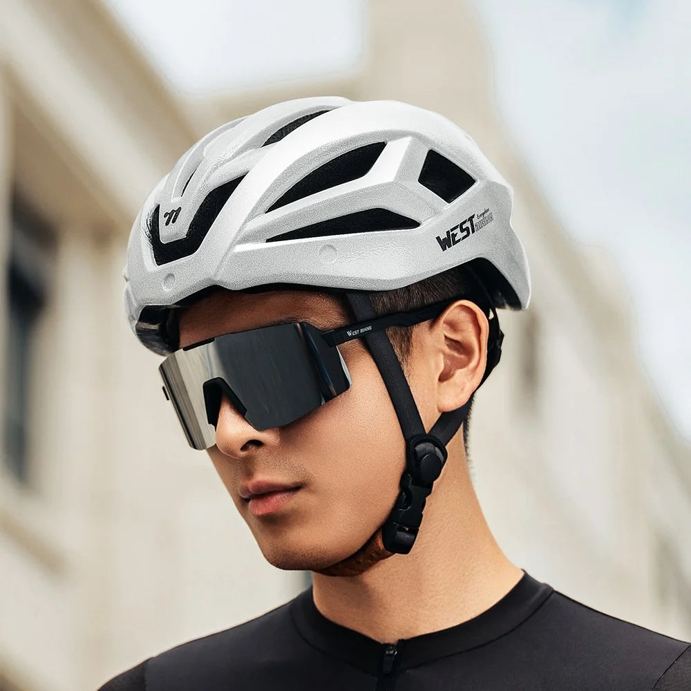 WEST BIKING YP0708129 Cycling Helmet Men Women PC EPS Lightweight Breathable Reflective Bicycle Safety Cap - Silver - 2