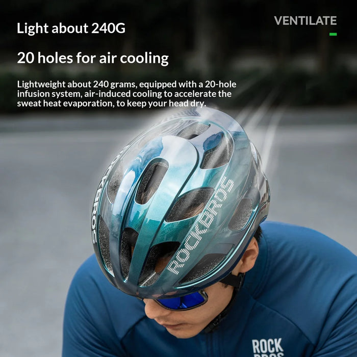 ROCKBROS LK-66 Bicycle Helmet 20 Vents Breathable Antibacterial Safety Helmet for Mountain Road Folding Bike - Black Glossy/L - 6