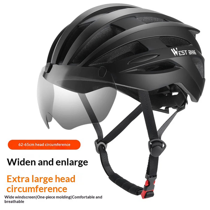 WEST BIKING YP0708100 Cycling Helmet with Integrated Magnetic Goggles Shock Absorption Safety Helmet - Black - 2