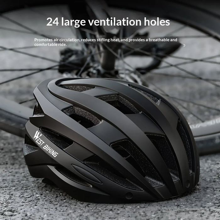 WEST BIKING YP0708100 Cycling Helmet with Integrated Magnetic Goggles Shock Absorption Safety Helmet - Black - 6