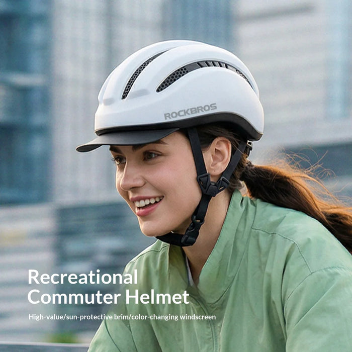 ROCKBROS ZK-099 Breathable Cycling Helmet for Mountain Road Bike EPS Buffer Adjustable Safety Helmet - Bright White - 2