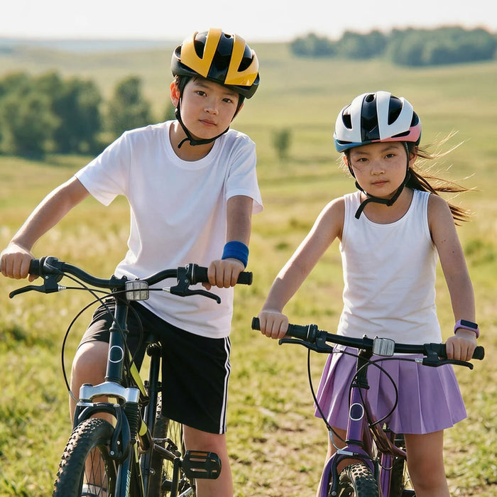 ROCKBROS 10110004 Kids Bike Helmet MTB Road Folding Bicycle Safety Helmet for Boys Girls  - Black & White|M - 2