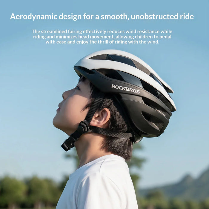 ROCKBROS 10110004 Kids Bike Helmet MTB Road Folding Bicycle Safety Helmet for Boys Girls  - Black & White|M - 3