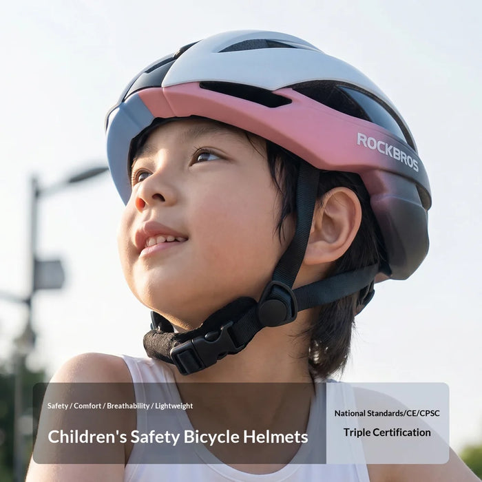 ROCKBROS 10110004 Kids Bike Helmet MTB Road Folding Bicycle Safety Helmet for Boys Girls  - Black & White|M - 4
