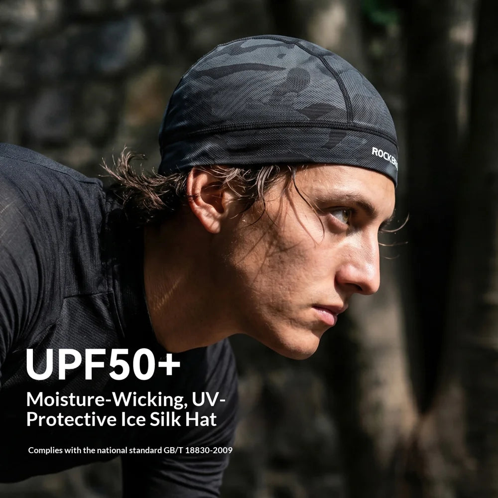ROCKBROS 18260002 Ice Silk Cycling Cap UPF50+ UV Protection Helmet Liner Breathable for Men Women Road Bike - Black - 2