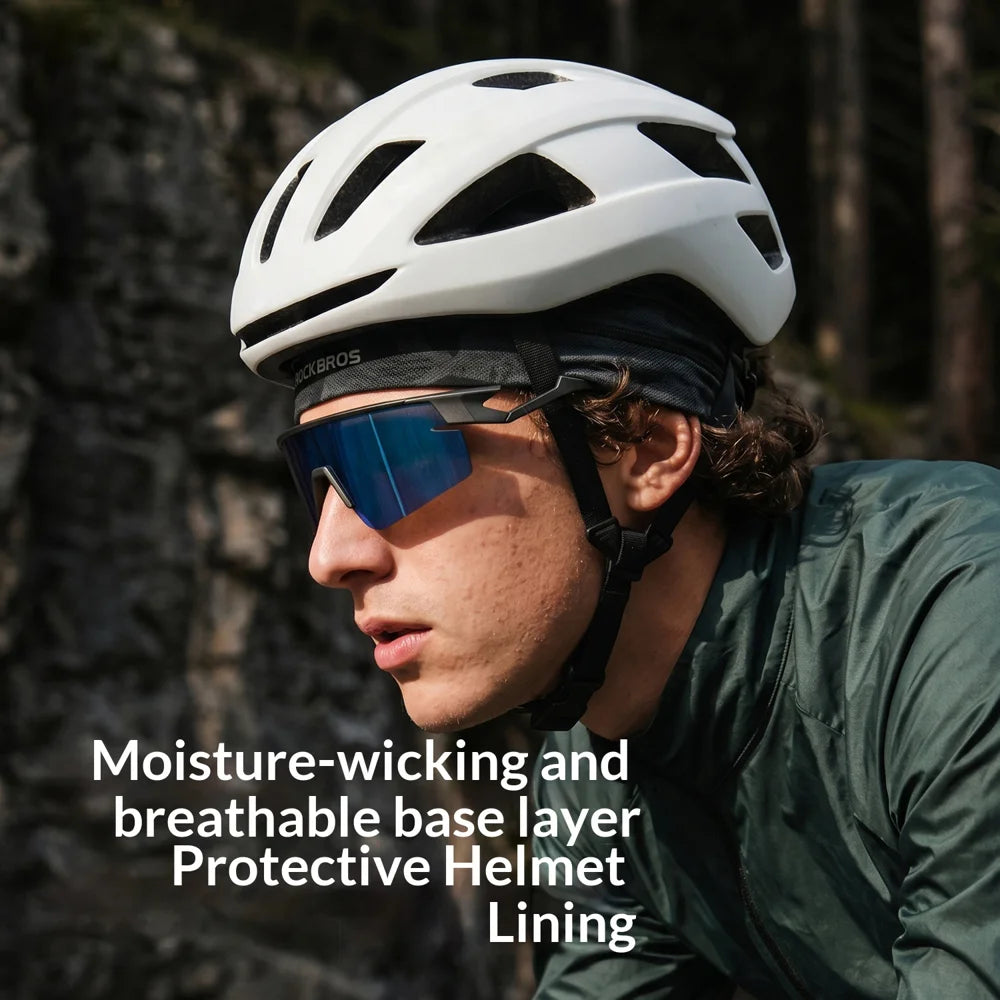 ROCKBROS 18260002 Ice Silk Cycling Cap UPF50+ UV Protection Helmet Liner Breathable for Men Women Road Bike - Black - 4