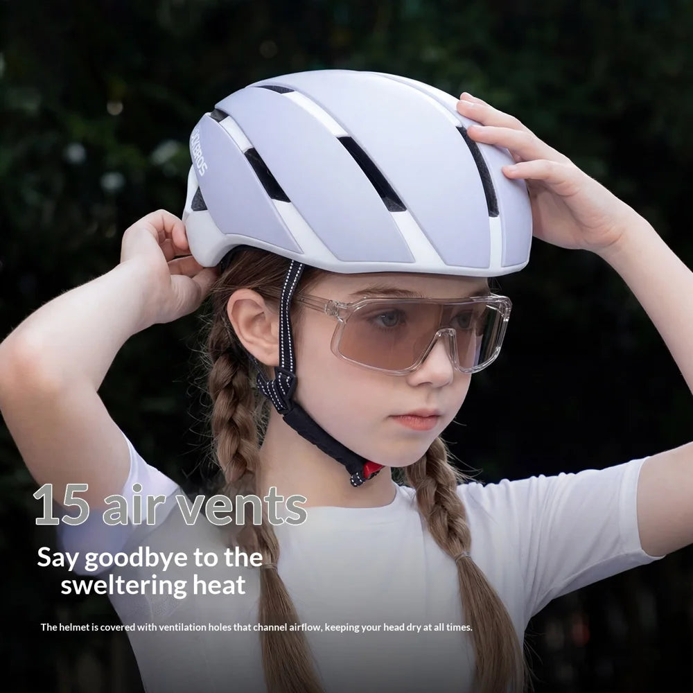 ROCKBROS LK-1 Kids Cycling Helmet 15 Vents Adjustable Safety Helmet for Mountain Road Bike Scooter - White - 6