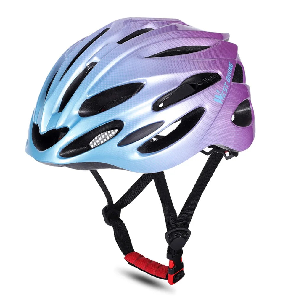 WEST BIKING Breathable Cycling Helmet MTB Bicycle Road Bike Helmet Outdoor Sports EPS Safety Cap - Purple/Blue - 1