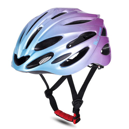 WEST BIKING Breathable Cycling Helmet MTB Bicycle Road Bike Helmet Outdoor Sports EPS Safety Cap - Purple/Blue - 1
