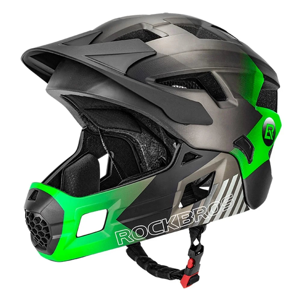 ROCKBROS TS-61 Kids Shock Absorption Bicycle Helmet Breathable Bike Balance Car Head Protection Helmet - Black/Green S - 1