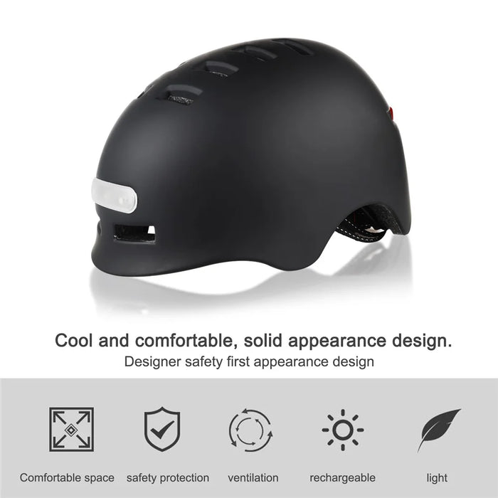 KY-Z002 Adult Bicycle Cycling Helmet EPS+PC Anti-impact Safety Helmet with Front and Rear Light - Black / S - 4