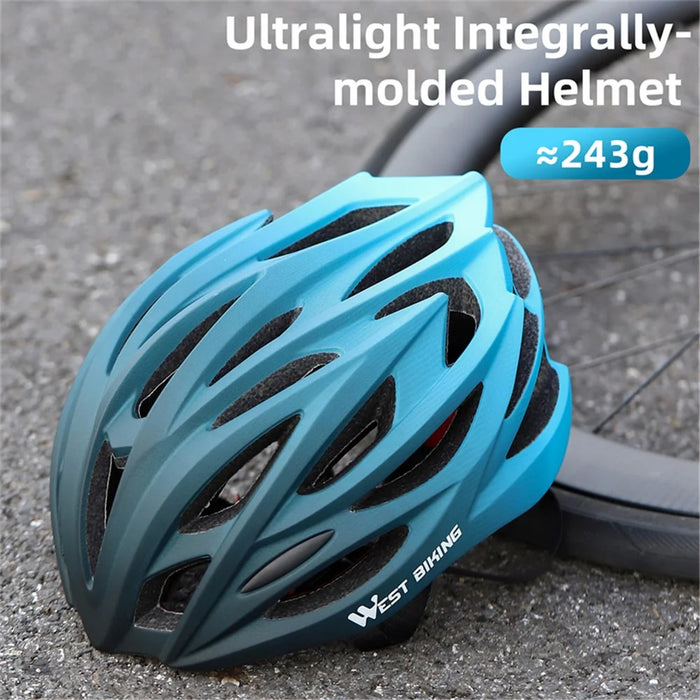 WEST BIKING YP0708116 Gradient Cycling Helmet Head Protection PC+EPS Breathable Bike Helmet - Blue - 3