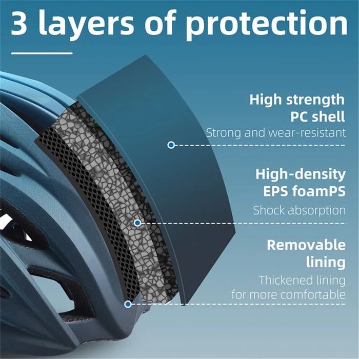 WEST BIKING YP0708116 Gradient Cycling Helmet Head Protection PC+EPS Breathable Bike Helmet - Blue - 5