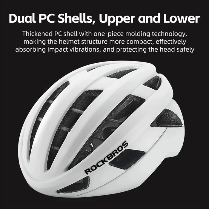 ROCKBROS LK-11 Anquetil Cycling Helmet Head Protection PC+EPS Shock-Absorbed Helmet (CE) - Matte / White - 6