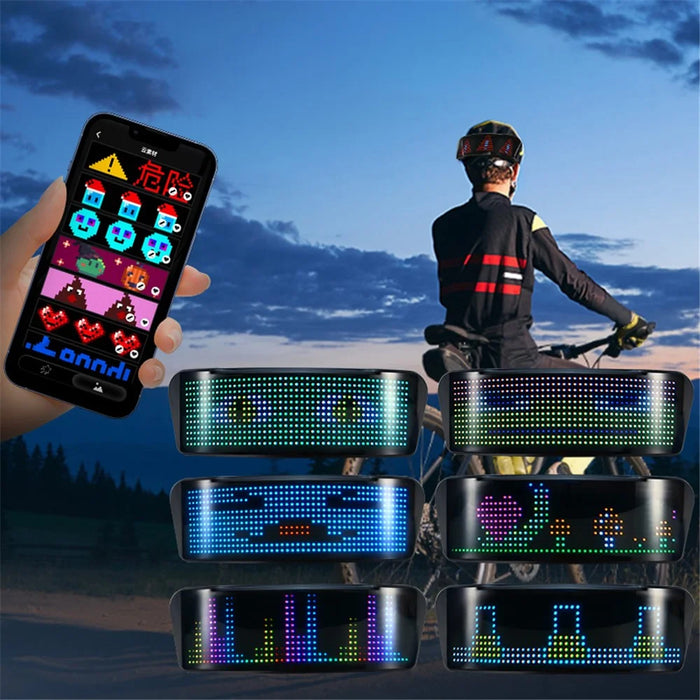 Helmet LED Display Screen Bluetooth-compatible Customizable RGB Leds Light for Cycling, Riding - 3