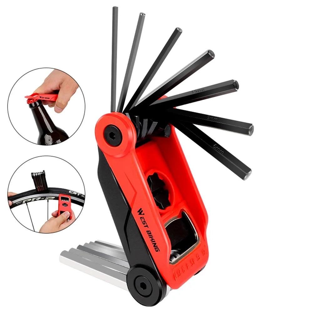 WEST BIKING 16 in 1 Multi-Function Bike Bicycle Cycling Mechanic Repair Tool Kit - Red - 1